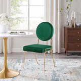 Modway Furniture Craft Performance Velvet Dining Side Chair Gold Green 22 x 18.5 x 35.5