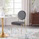 Modway Furniture Craft Performance Velvet Dining Side Chair Gold Gray 22 x 18.5 x 35.5