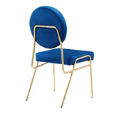 Modway Furniture Craft Performance Velvet Dining Side Chair Gold Navy 22 x 18.5 x 35.5