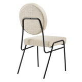 Modway Furniture Craft Upholstered Fabric Dining Side Chairs Black Beige 22 x 18.5 x 35.5