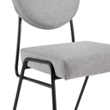 Modway Furniture Craft Upholstered Fabric Dining Side Chairs Black Light Gray 22 x 18.5 x 35.5