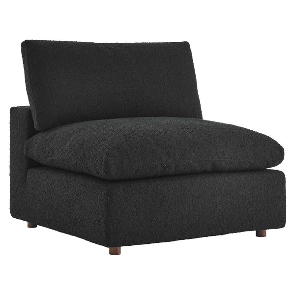 Modway Furniture Commix Overstuffed Boucle Fabric Armless Chair - Luxurious Comfort for Modern Living Spaces Black EEI-6257-BLK