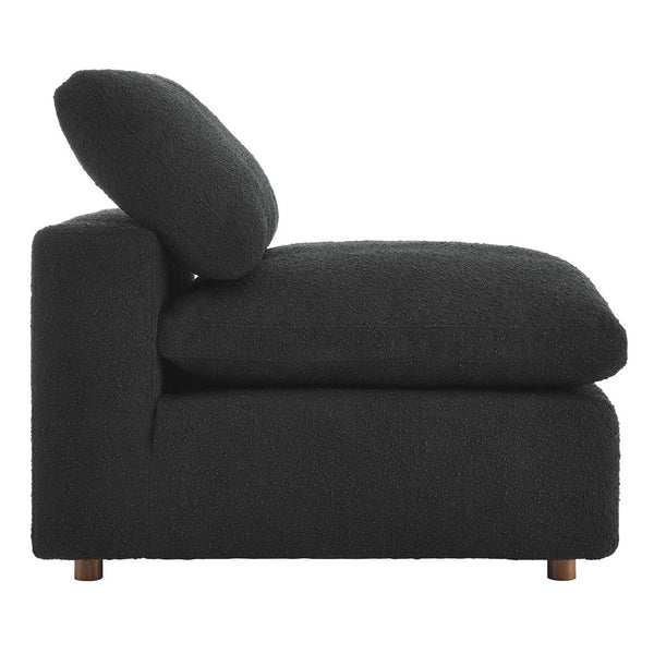 Modway Furniture Commix Overstuffed Boucle Fabric Armless Chair - Luxurious Comfort for Modern Living Spaces Black EEI-6257-BLK