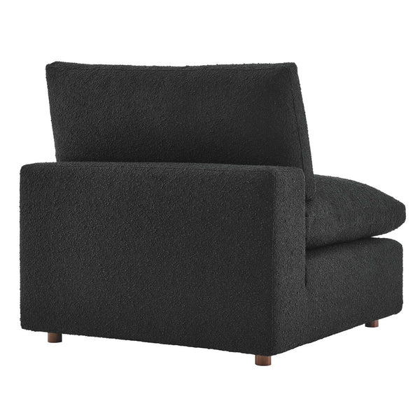 Modway Furniture Commix Overstuffed Boucle Fabric Armless Chair - Luxurious Comfort for Modern Living Spaces Black EEI-6257-BLK