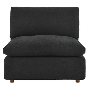 Modway Furniture Commix Overstuffed Boucle Fabric Armless Chair - Luxurious Comfort for Modern Living Spaces Black EEI-6257-BLK