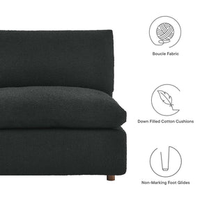 Modway Furniture Commix Overstuffed Boucle Fabric Armless Chair - Luxurious Comfort for Modern Living Spaces Black EEI-6257-BLK