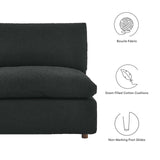 Modway Furniture Commix Down Filled Overstuffed Boucle Fabric Armless Chair Black 39 x 40 x 35