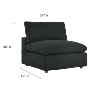 Modway Furniture Commix Overstuffed Boucle Fabric Armless Chair - Luxurious Comfort for Modern Living Spaces Black EEI-6257-BLK