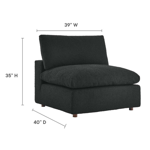 Modway Furniture Commix Overstuffed Boucle Fabric Armless Chair - Luxurious Comfort for Modern Living Spaces Black EEI-6257-BLK