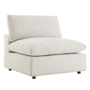 Modway Furniture Commix Overstuffed Boucle Fabric Armless Chair - Luxurious Comfort for Modern Living Spaces Ivory EEI-6257-IVO