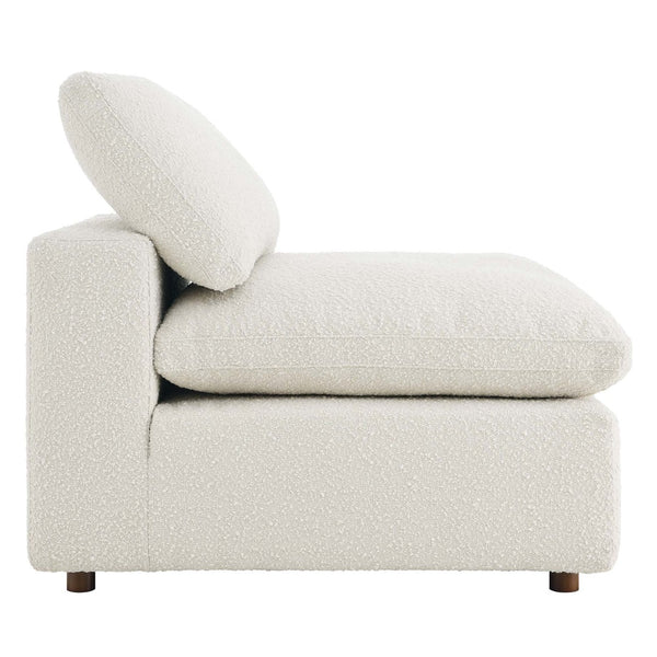 Modway Furniture Commix Overstuffed Boucle Fabric Armless Chair - Luxurious Comfort for Modern Living Spaces Ivory EEI-6257-IVO