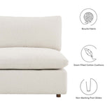 Modway Furniture Commix Down Filled Overstuffed Boucle Fabric Armless Chair Ivory 39 x 40 x 35