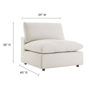 Modway Furniture Commix Overstuffed Boucle Fabric Armless Chair - Luxurious Comfort for Modern Living Spaces Ivory EEI-6257-IVO
