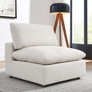 Modway Furniture Commix Overstuffed Boucle Fabric Armless Chair - Luxurious Comfort for Modern Living Spaces Ivory EEI-6257-IVO