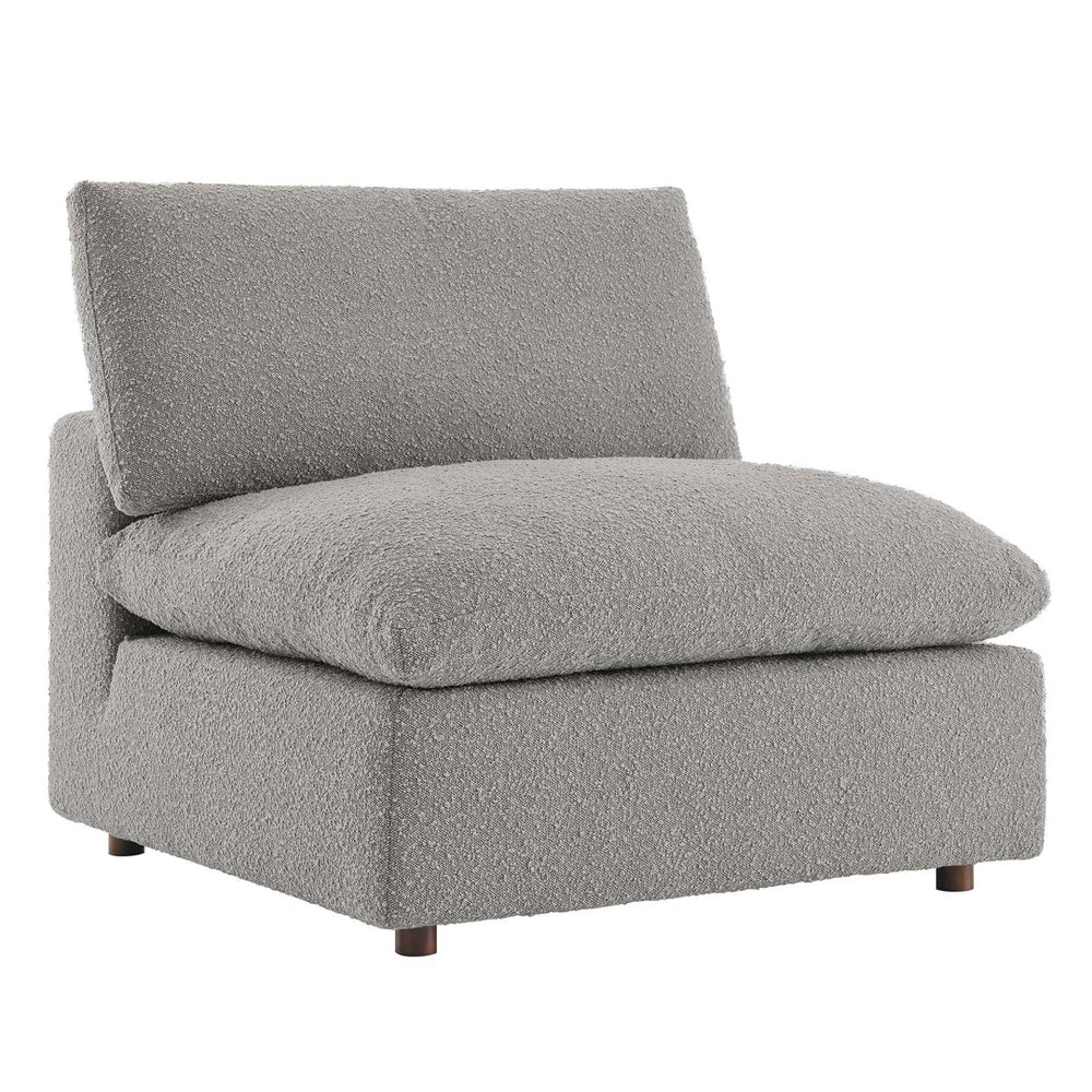 Modway Furniture Commix Overstuffed Boucle Fabric Armless Chair - Luxurious Comfort for Modern Living Spaces Light Gray EEI-6257-LGR