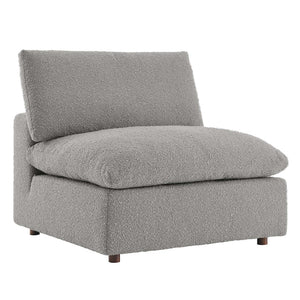 Modway Furniture Commix Overstuffed Boucle Fabric Armless Chair - Luxurious Comfort for Modern Living Spaces Light Gray EEI-6257-LGR