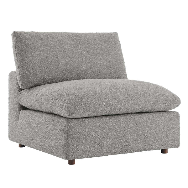 Modway Furniture Commix Overstuffed Boucle Fabric Armless Chair - Luxurious Comfort for Modern Living Spaces Light Gray EEI-6257-LGR