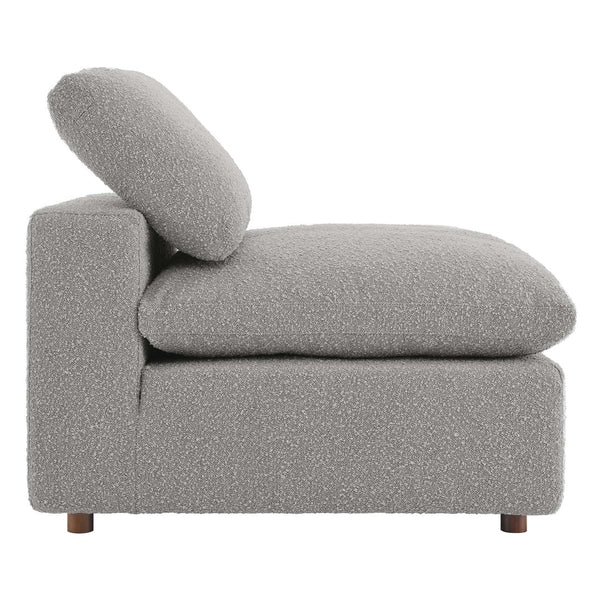 Modway Furniture Commix Overstuffed Boucle Fabric Armless Chair - Luxurious Comfort for Modern Living Spaces Light Gray EEI-6257-LGR