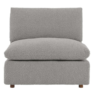 Modway Furniture Commix Overstuffed Boucle Fabric Armless Chair - Luxurious Comfort for Modern Living Spaces Light Gray EEI-6257-LGR