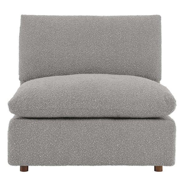 Modway Furniture Commix Overstuffed Boucle Fabric Armless Chair - Luxurious Comfort for Modern Living Spaces Light Gray EEI-6257-LGR