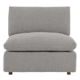 Modway Furniture Commix Down Filled Overstuffed Boucle Fabric Armless Chair Light Gray 39 x 40 x 35