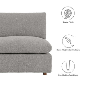Modway Furniture Commix Overstuffed Boucle Fabric Armless Chair - Luxurious Comfort for Modern Living Spaces Light Gray EEI-6257-LGR