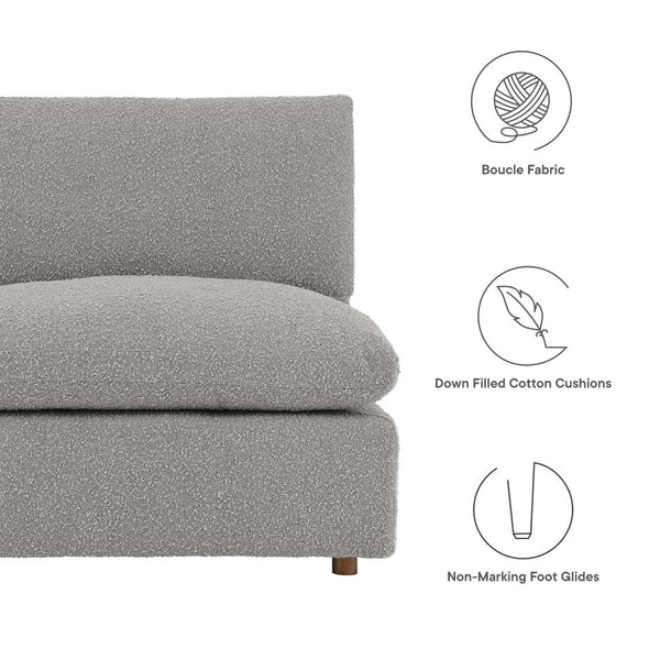 Modway Furniture Commix Overstuffed Boucle Fabric Armless Chair - Luxurious Comfort for Modern Living Spaces Light Gray EEI-6257-LGR