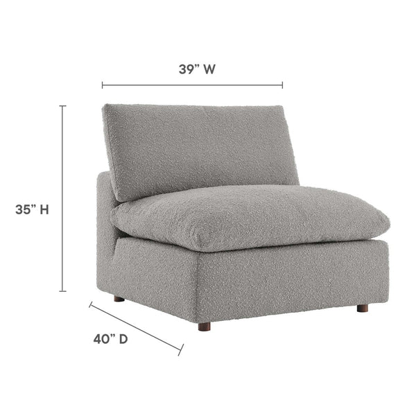 Modway Furniture Commix Overstuffed Boucle Fabric Armless Chair - Luxurious Comfort for Modern Living Spaces Light Gray EEI-6257-LGR
