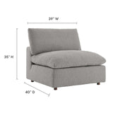 Modway Furniture Commix Down Filled Overstuffed Boucle Fabric Armless Chair Light Gray 39 x 40 x 35