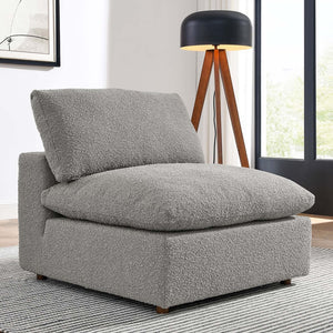 Modway Furniture Commix Overstuffed Boucle Fabric Armless Chair - Luxurious Comfort for Modern Living Spaces Light Gray EEI-6257-LGR