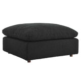 Modway Furniture Commix Down Filled Overstuffed Boucle Fabric Ottoman Black 39.5 x 40 x 20