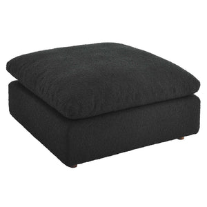 Modway Furniture Commix Overstuffed Boucle Fabric Ottoman - Plush Comfort, Durable Design for Modern Living Spaces Black EEI-6258-BLK