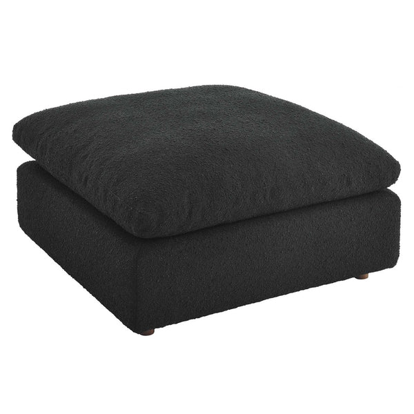 Modway Furniture Commix Overstuffed Boucle Fabric Ottoman - Plush Comfort, Durable Design for Modern Living Spaces Black EEI-6258-BLK