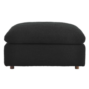 Modway Furniture Commix Overstuffed Boucle Fabric Ottoman - Plush Comfort, Durable Design for Modern Living Spaces Black EEI-6258-BLK