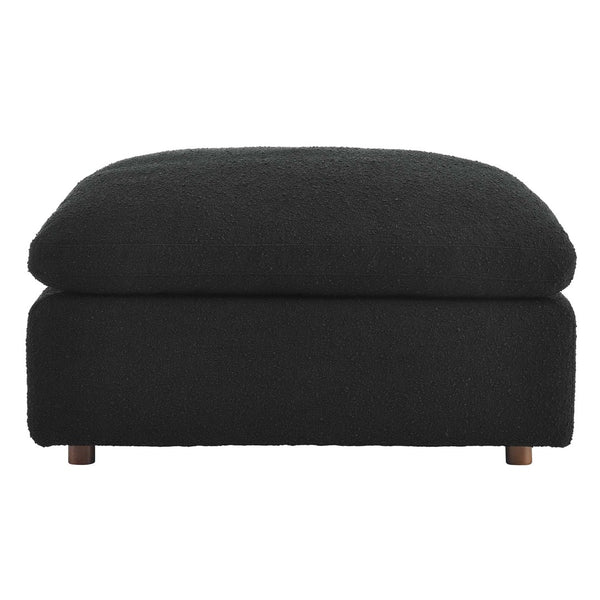 Modway Furniture Commix Overstuffed Boucle Fabric Ottoman - Plush Comfort, Durable Design for Modern Living Spaces Black EEI-6258-BLK