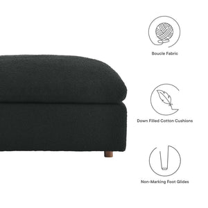 Modway Furniture Commix Overstuffed Boucle Fabric Ottoman - Plush Comfort, Durable Design for Modern Living Spaces Black EEI-6258-BLK