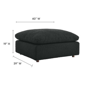Modway Furniture Commix Overstuffed Boucle Fabric Ottoman - Plush Comfort, Durable Design for Modern Living Spaces Black EEI-6258-BLK