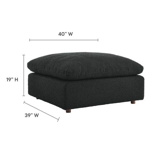 Modway Furniture Commix Overstuffed Boucle Fabric Ottoman - Plush Comfort, Durable Design for Modern Living Spaces Black EEI-6258-BLK