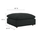 Modway Furniture Commix Down Filled Overstuffed Boucle Fabric Ottoman Black 39.5 x 40 x 20