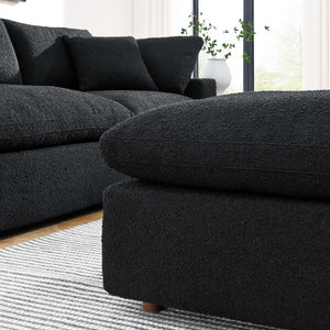 Modway Furniture Commix Overstuffed Boucle Fabric Ottoman - Plush Comfort, Durable Design for Modern Living Spaces Black EEI-6258-BLK
