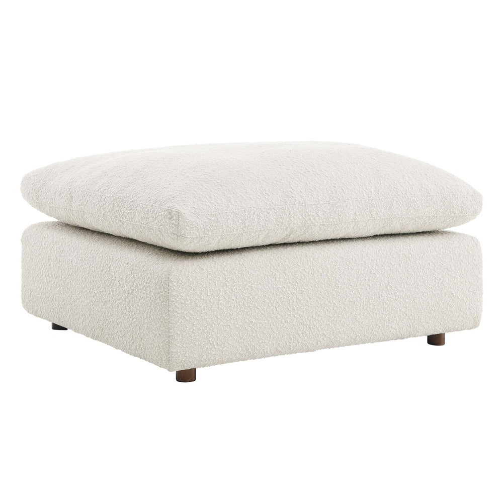 Modway Furniture Commix Overstuffed Boucle Fabric Ottoman - Plush Comfort, Durable Design for Modern Living Spaces Ivory EEI-6258-IVO