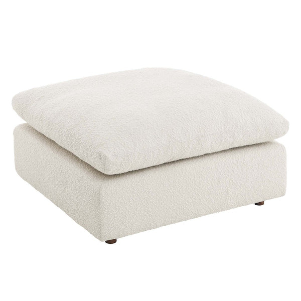 Modway Furniture Commix Overstuffed Boucle Fabric Ottoman - Plush Comfort, Durable Design for Modern Living Spaces Ivory EEI-6258-IVO