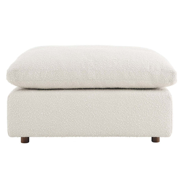 Modway Furniture Commix Overstuffed Boucle Fabric Ottoman - Plush Comfort, Durable Design for Modern Living Spaces Ivory EEI-6258-IVO