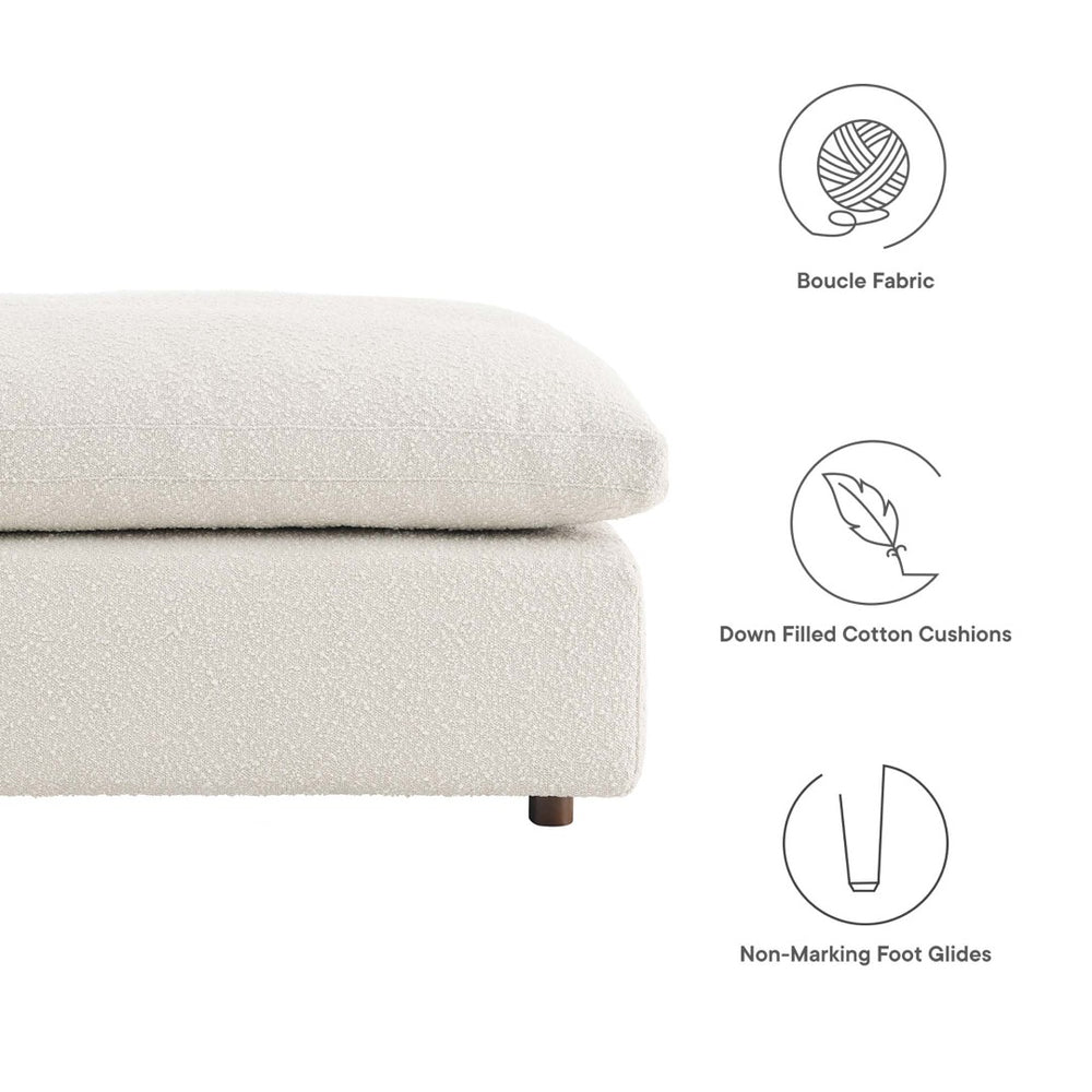 Modway Furniture Commix Overstuffed Boucle Fabric Ottoman - Plush Comfort, Durable Design for Modern Living Spaces Ivory EEI-6258-IVO