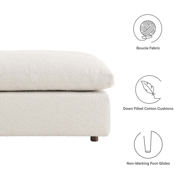 Modway Furniture Commix Overstuffed Boucle Fabric Ottoman - Plush Comfort, Durable Design for Modern Living Spaces Ivory EEI-6258-IVO