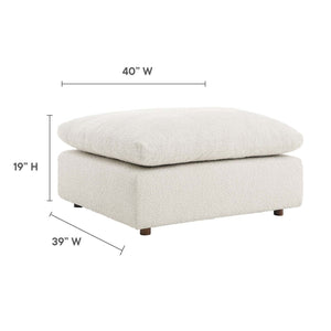 Modway Furniture Commix Overstuffed Boucle Fabric Ottoman - Plush Comfort, Durable Design for Modern Living Spaces Ivory EEI-6258-IVO