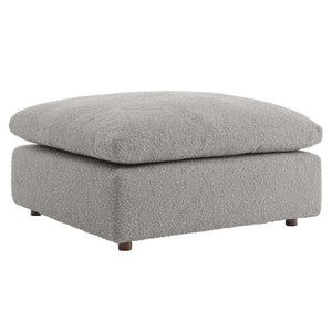 Modway Furniture Commix Overstuffed Boucle Fabric Ottoman - Plush Comfort, Durable Design for Modern Living Spaces Light Gray EEI-6258-LGR