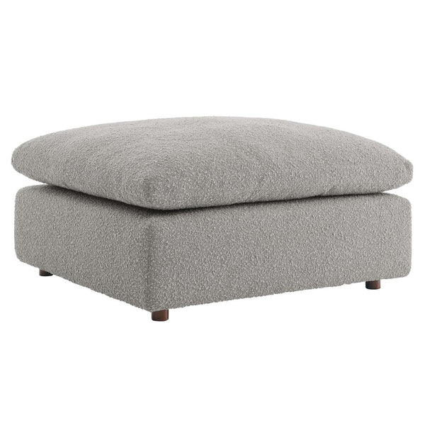 Modway Furniture Commix Overstuffed Boucle Fabric Ottoman - Plush Comfort, Durable Design for Modern Living Spaces Light Gray EEI-6258-LGR