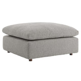 Modway Furniture Commix Down Filled Overstuffed Boucle Fabric Ottoman Light Gray 39.5 x 40 x 20