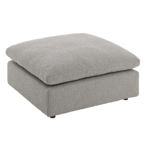Modway Furniture Commix Overstuffed Boucle Fabric Ottoman - Plush Comfort, Durable Design for Modern Living Spaces Light Gray EEI-6258-LGR